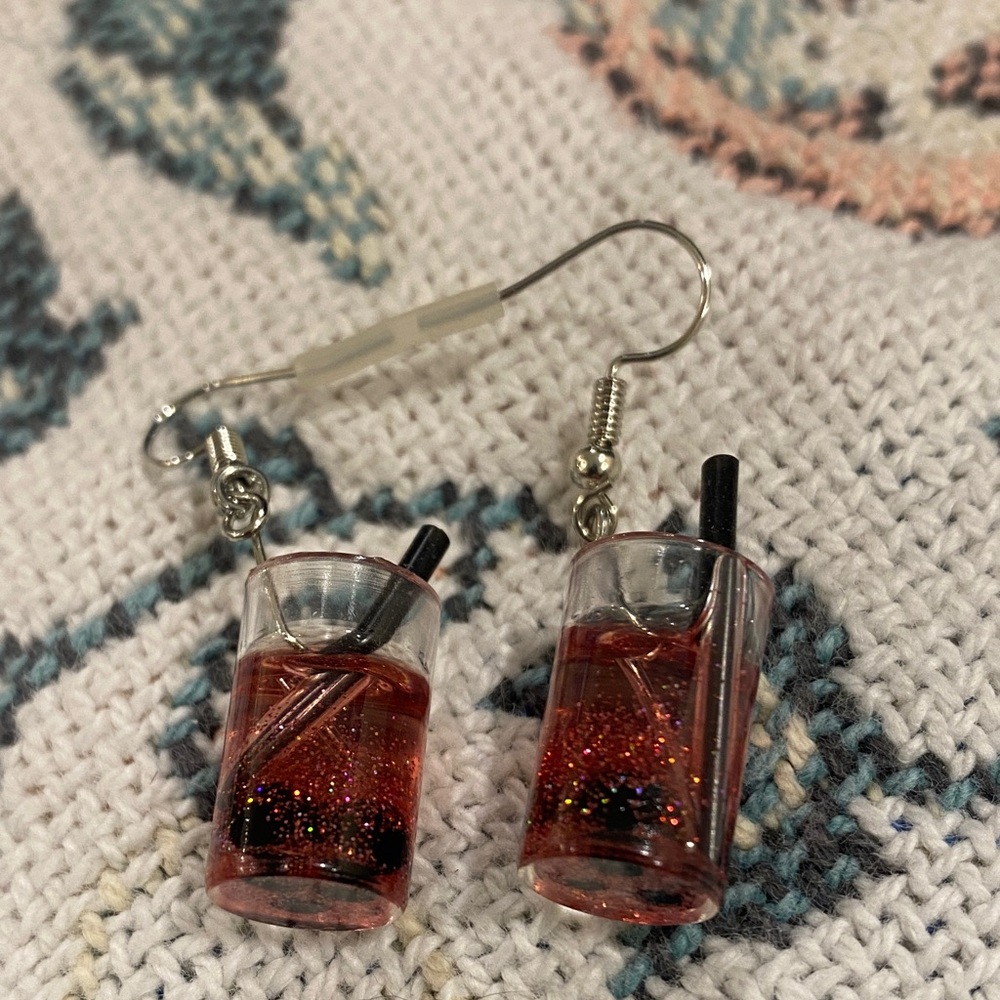 Sparkling Boba‎ Drink Earrings